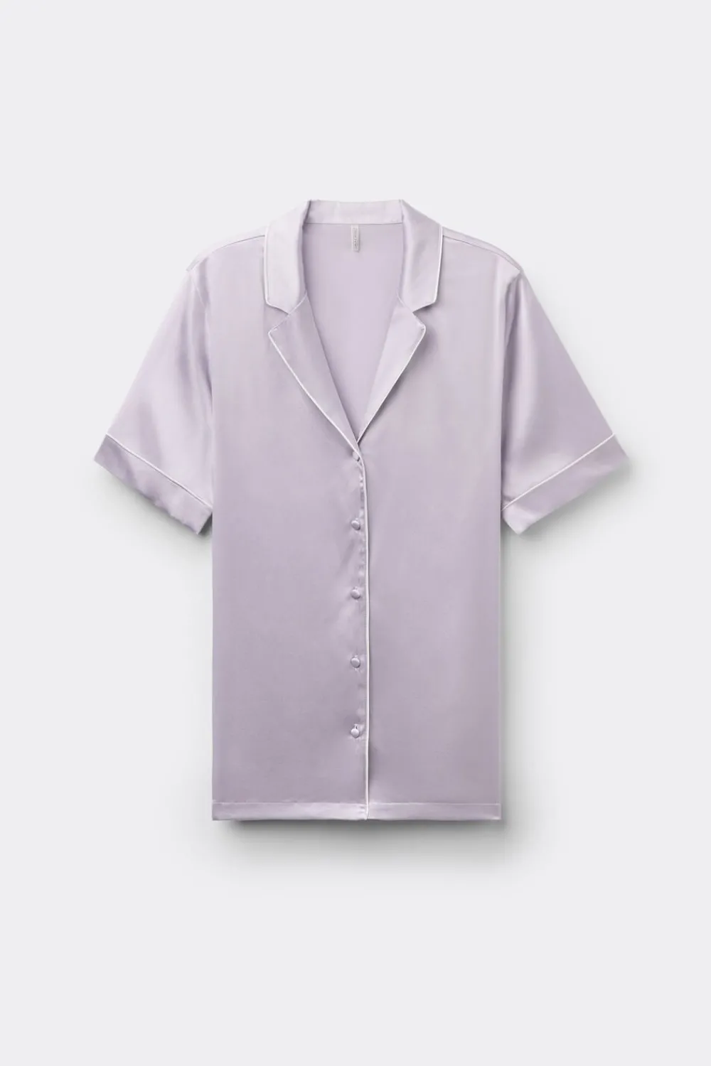 Piżamy Krótkie|Jedwab>Intimissimi Jedwabna Koszula z Krótkim Rękawem o Męskim Kroju fioletowy - 056k - quartz lilac