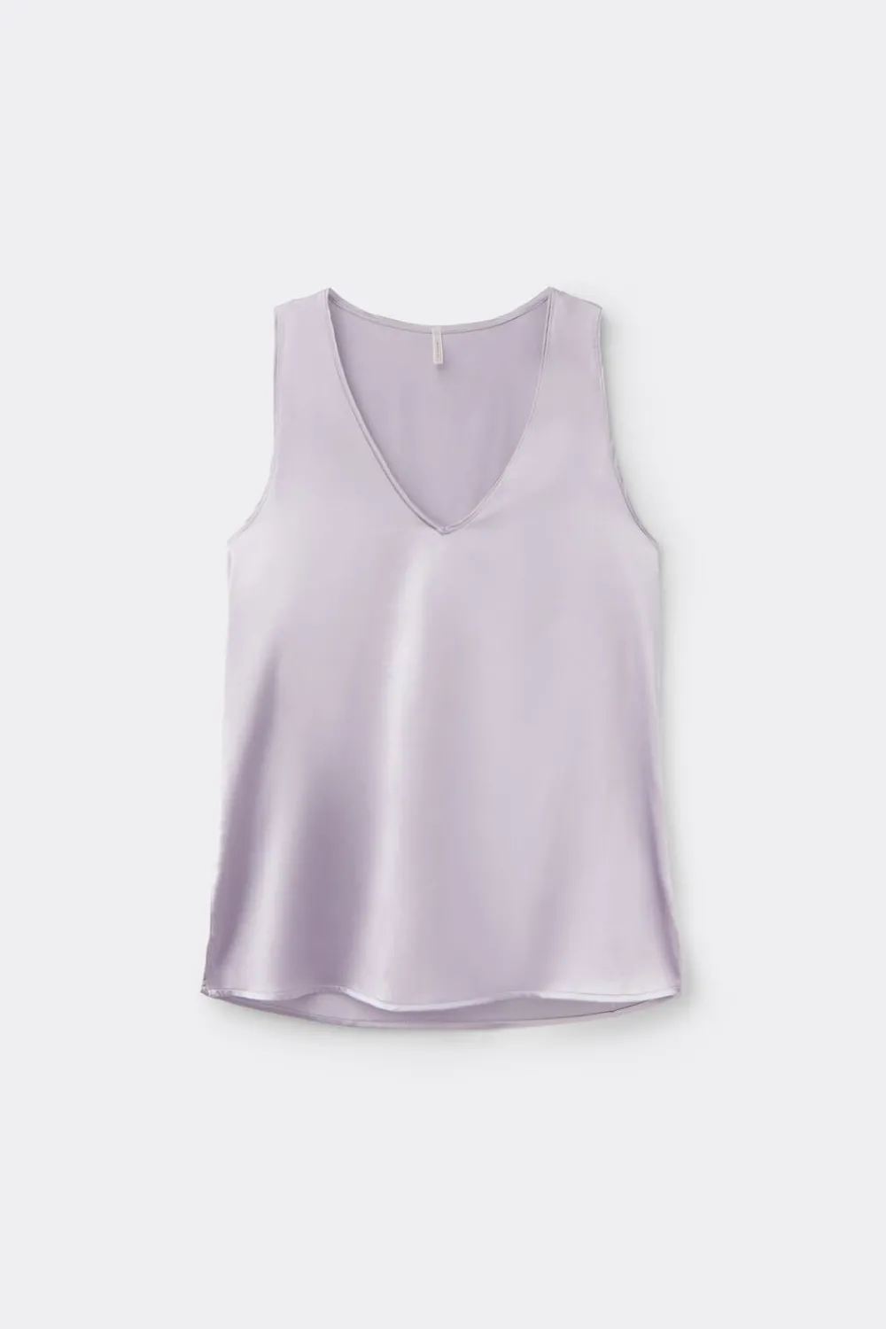 Topy|Jedwab>Intimissimi Jedwabna Koszulka z Dekoltem w Kształcie Litery V fioletowy - 056k - quartz lilac