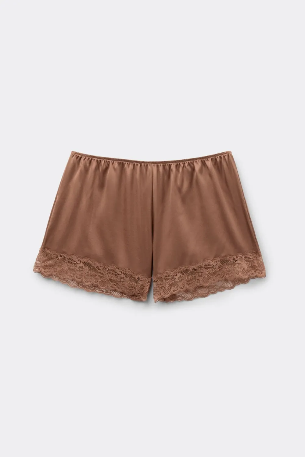 Piżamy Krótkie|Jedwab>Intimissimi Jedwabne szorty piżamowe damskie z koronką naturalny - 502i - caramel