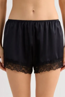 Piżamy Krótkie|Jedwab>Intimissimi Jedwabne szorty piżamowe damskie z koronką czarny - 019 - czarny