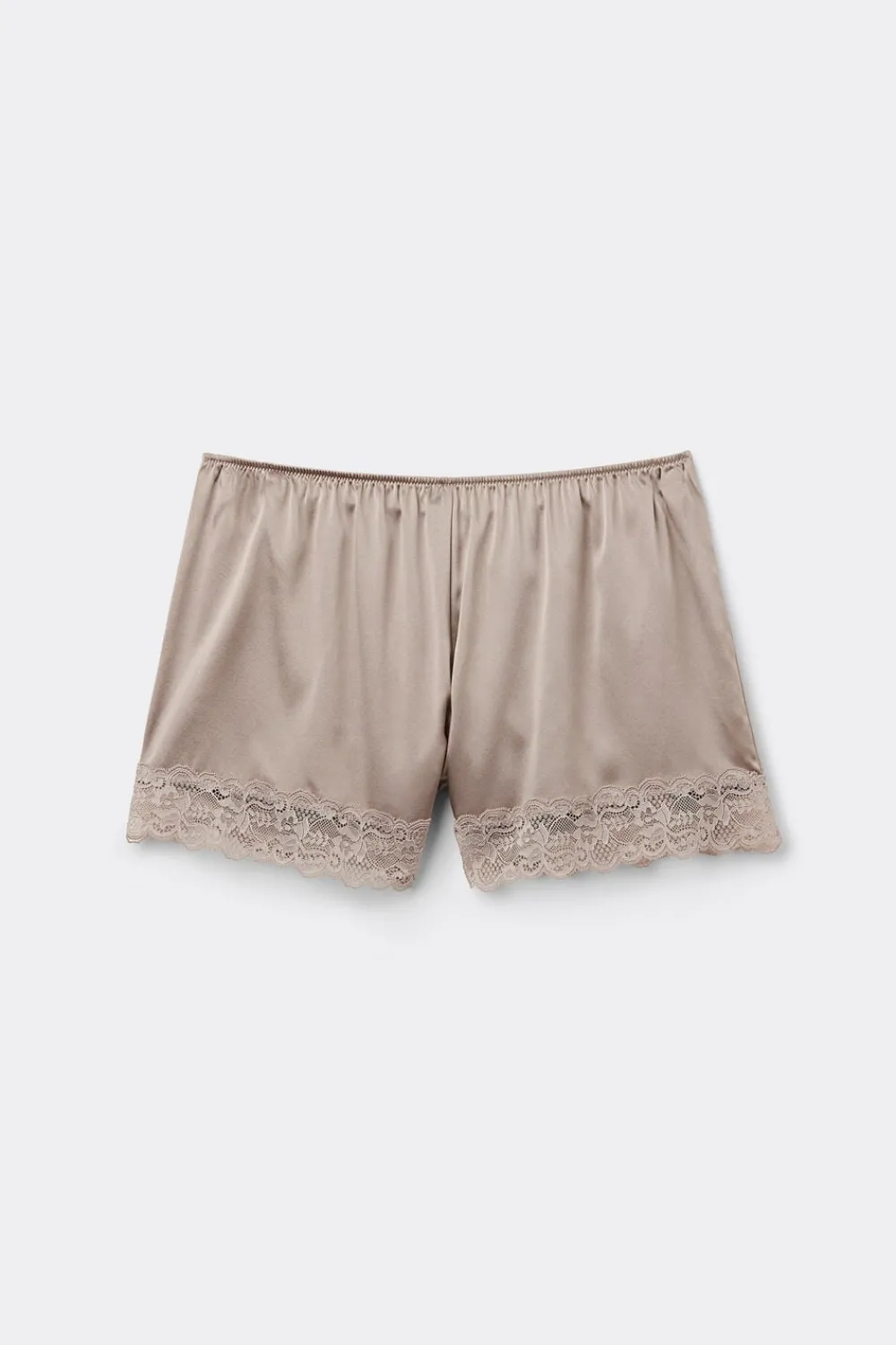 Piżamy Krótkie|Jedwab>Intimissimi Jedwabne szorty piżamowe damskie z koronką naturalny - 651i - dust beige