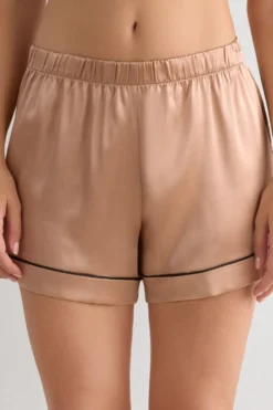 Piżamy Krótkie|Jedwab>Intimissimi Jedwabne Szorty z Lamówką naturalny - 163i - rose satin