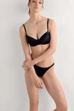Balkonetki|Z Fiszbinami>Intimissimi Jedwabny biustonosz balkonetka Sofia czarny - 019 - czarny