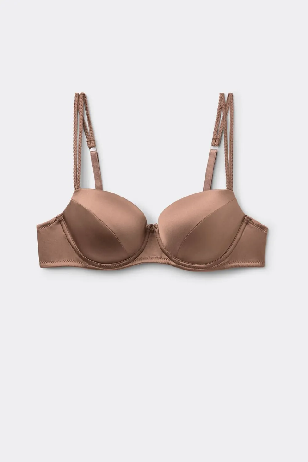 Balkonetki|Z Fiszbinami>Intimissimi Jedwabny biustonosz balkonetka Sofia naturalny - 502i - caramel