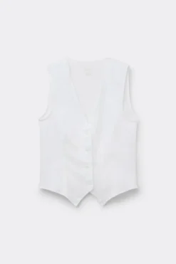 Topy|Len>Intimissimi Kamizelka zPłótna Lnianego The Pure Linen biały - 001 - biały