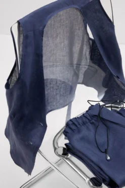 Topy|Len>Intimissimi Kamizelka zPłótna Lnianego The Pure Linen niebieski - 167k - denim blue