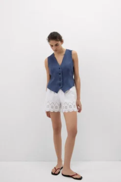 Topy|Len>Intimissimi Kamizelka zPłótna Lnianego The Pure Linen niebieski - 167k - denim blue