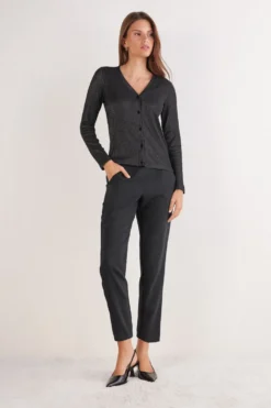 Kardigany / Marynarki|Bawełna Lamé>Intimissimi Kardigan w Prążki z Bawełny Lamè czarny - 052k - nero lame'