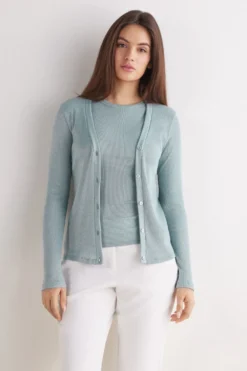Kardigany / Marynarki|Bawełna Lamé>Intimissimi Kardigan w Prążki z Bawełny Lamè - 874j - giada lame'