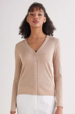 Kardigany / Marynarki|Bawełna Lamé>Intimissimi Kardigan w Prążki z Bawełny Lamè - 873j - rose lame'
