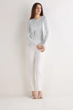 Kardigany / Marynarki|Bawełna Lamé>Intimissimi Kardigan w Prążki z Bawełny Lamè szary - 872j - argento lame'