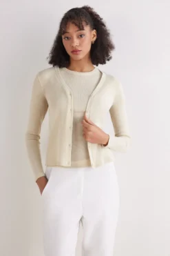 Kardigany / Marynarki|Bawełna Lamé>Intimissimi Kardigan w Prążki z Bawełny Lamè żółty - 871j - oro lame'
