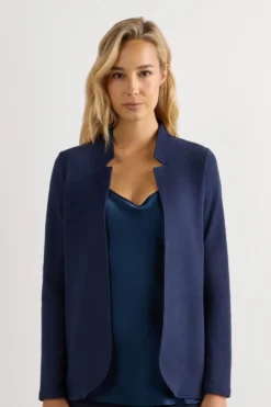 Kardigany / Marynarki>Intimissimi Kardigan z Długim Rękawem z Bawełny Interlock niebieski - 1467 - intensywny niebieski