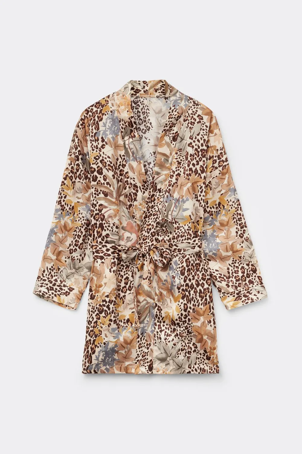 Szlafroki / Kimona>Intimissimi Kimono z Satyny Wiskozowej Animalier Simply Iconic z nadrukiem - 071k - stampa animalier/fiori