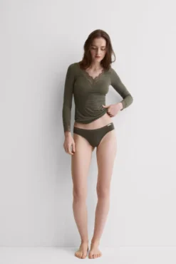 Figi|Bawełna>Intimissimi Klasyczne Figi Damskie Bawełniane zielony - 660j - safari green