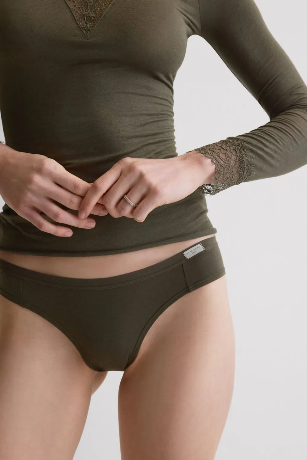 Figi|Bawełna>Intimissimi Klasyczne Figi Damskie Bawełniane zielony - 660j - safari green