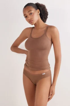 Figi|Bawełna>Intimissimi Klasyczne Figi Damskie Bawełniane naturalny - 502i - caramel
