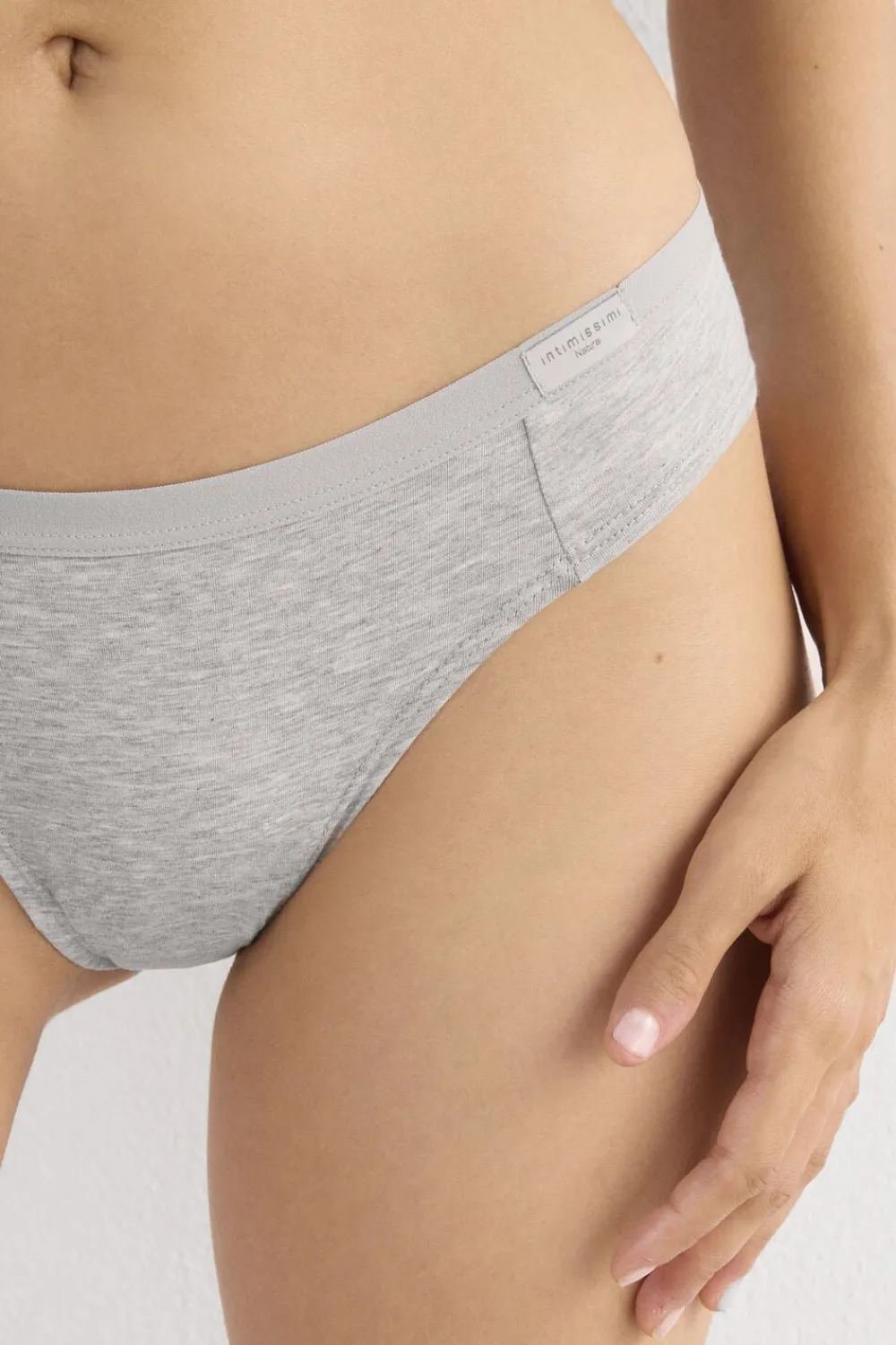 Figi|Bawełna>Intimissimi Klasyczne Figi Damskie Bawełniane szary - 031 - grigio melange chiaro