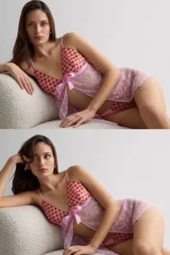 Halki / Babydoll>Intimissimi Koronkowa Halka Babydoll The Love Club różowy - 058k - pink love/true red