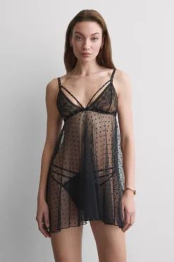 Halki / Babydoll>Intimissimi Koronkowa Koszulka Baby Doll Flirt Fearlessly czarny - 019 - czarny