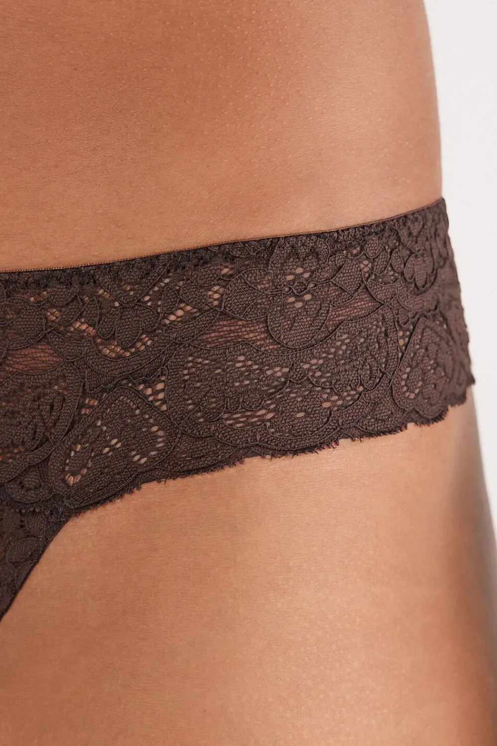Brazyliany|Koronka>Intimissimi Koronkowe Brazyliany brązowy - 705j - brąz mokka