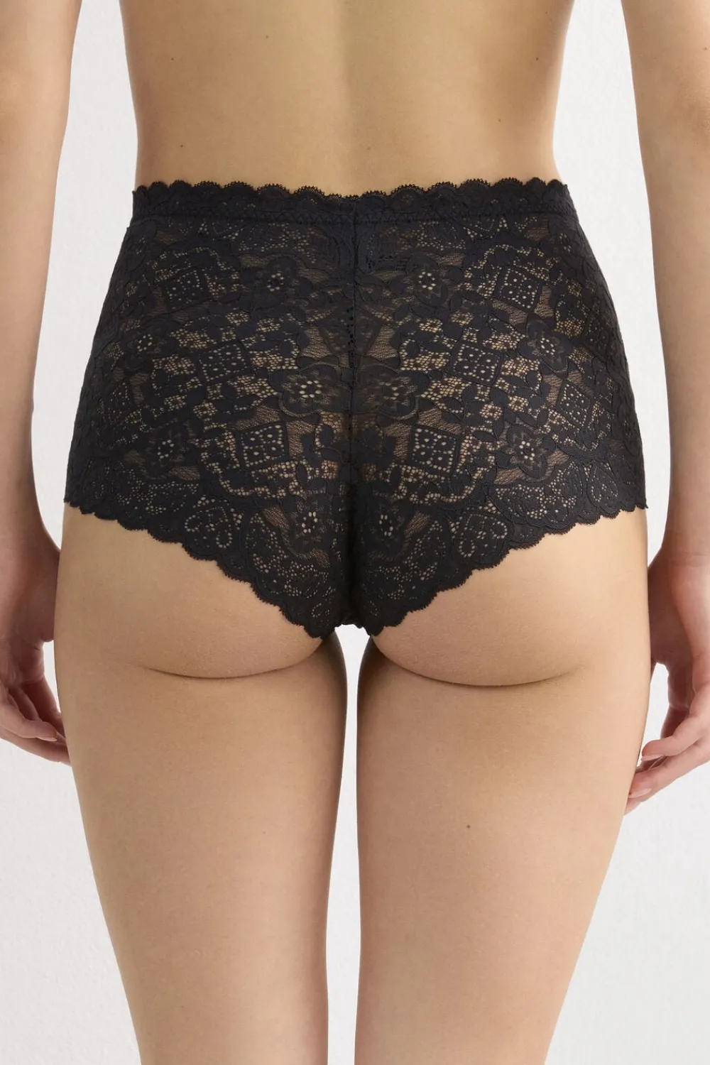 Bokserki|Z Wysokim Stanem>Intimissimi Koronkowe Figi Culotte Wysoki Stan czarny - 019 - czarny
