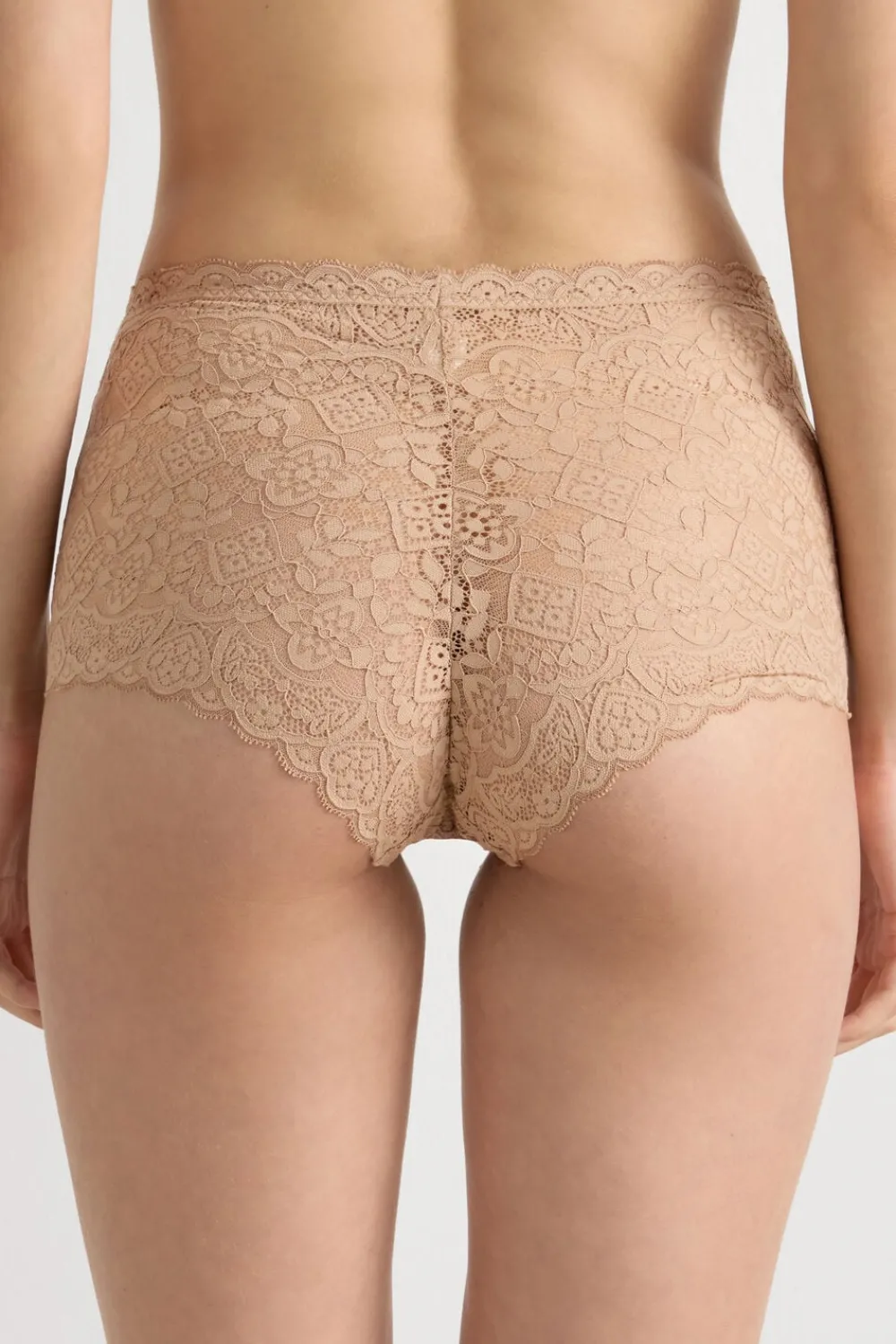 Bokserki|Z Wysokim Stanem>Intimissimi Koronkowe Figi Culotte Wysoki Stan naturalny - 044 - honey