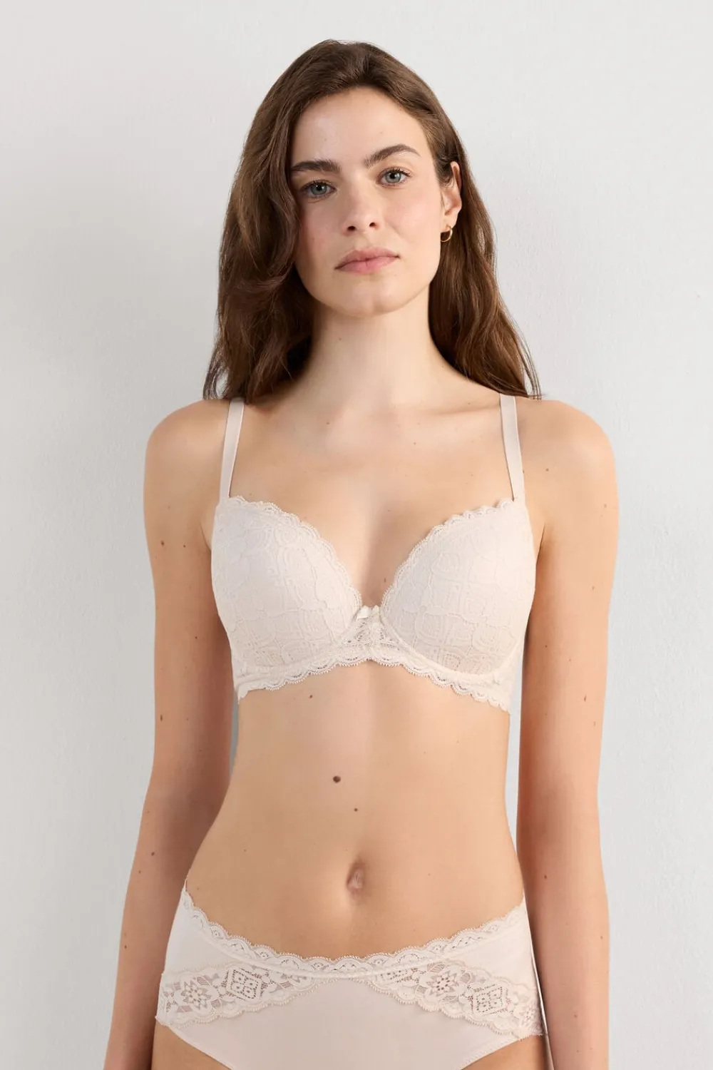 Balkonetki|Z Fiszbinami>Intimissimi Koronkowy Biustonosz Balkonetka Irina naturalny - 2280 - cream