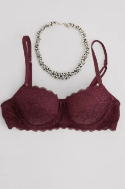 Balkonetki|Z Fiszbinami>Intimissimi Koronkowy Biustonosz Balkonetka Sofia burgundia - 028k - dark burgundy