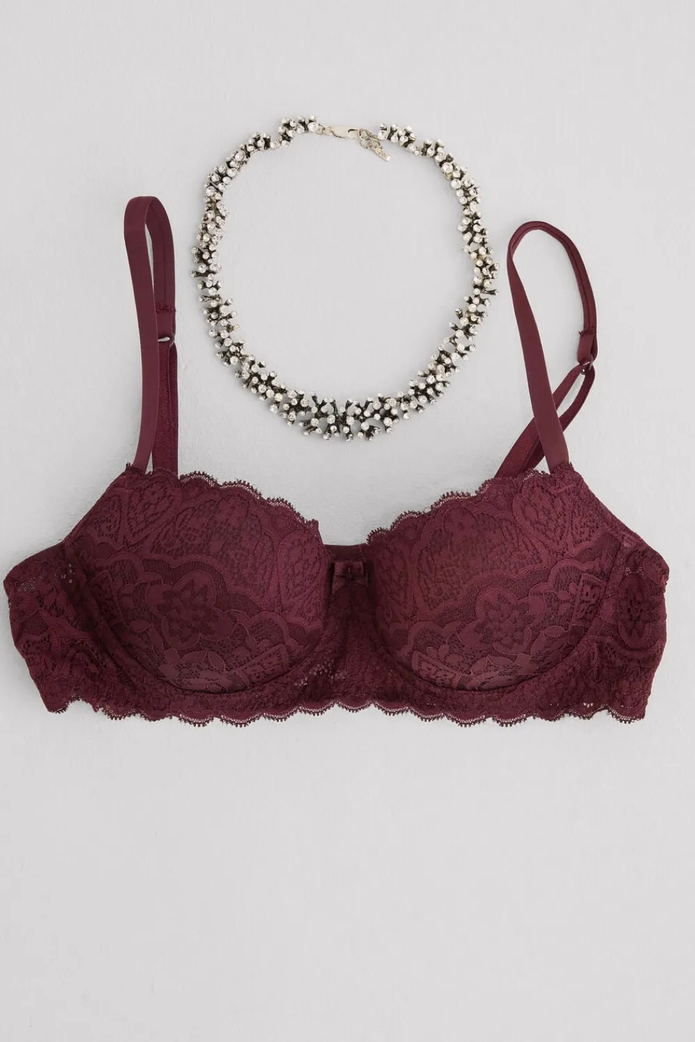Balkonetki|Z Fiszbinami>Intimissimi Koronkowy Biustonosz Balkonetka Sofia burgundia - 028k - dark burgundy