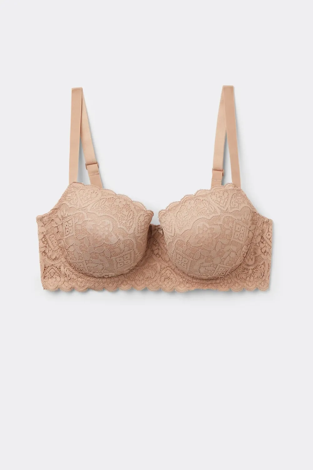 Balkonetki|Z Fiszbinami>Intimissimi Koronkowy Biustonosz Balkonetka Sofia naturalny - 044 - honey