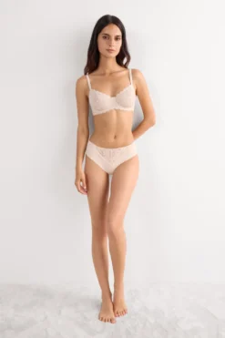Balkonetki|Z Fiszbinami>Intimissimi Koronkowy Biustonosz Balkonetka Daniela naturalny - 2280 - cream