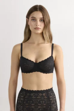 Balkonetki|Z Fiszbinami>Intimissimi Koronkowy Biustonosz Balkonetka Daniela czarny - 019 - czarny