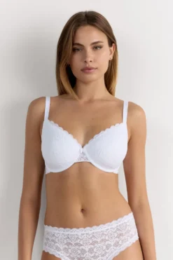 Balkonetki|Z Fiszbinami>Intimissimi Koronkowy Biustonosz Balkonetka Francesca biały - 001 - biały