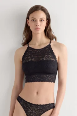 Braletki|Topy>Intimissimi Koronkowy Top Biustonoszowy czarny - 019 - czarny