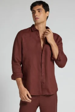 Koszule|Len>Intimissimi Koszula 100% Len brązowy - 128k - rosso india