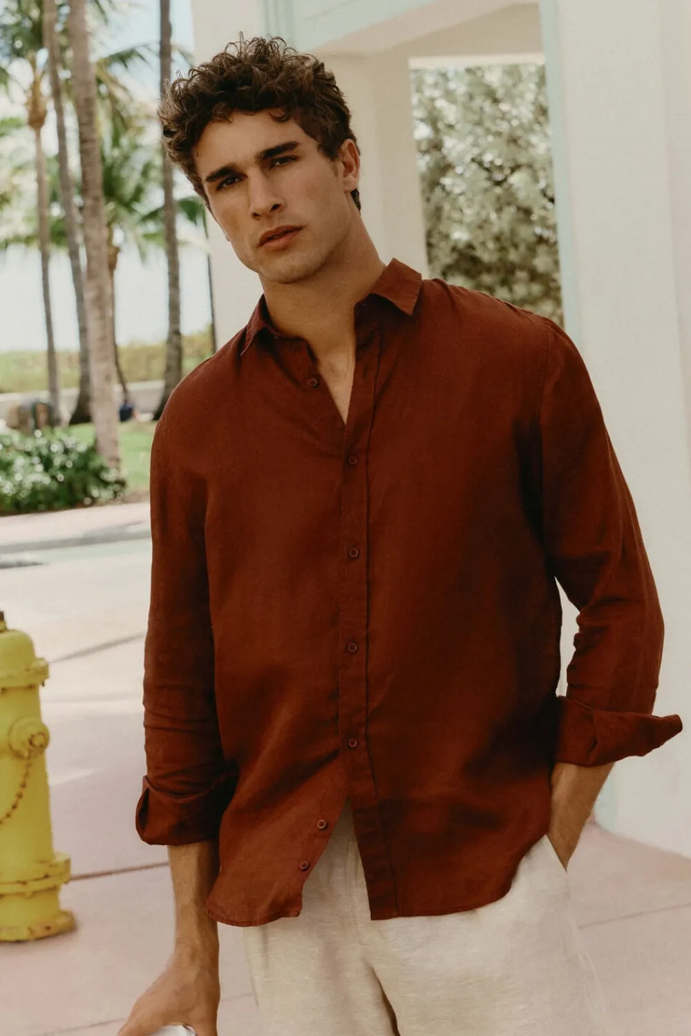 Koszule|Len>Intimissimi Koszula 100% Len brązowy - 128k - rosso india