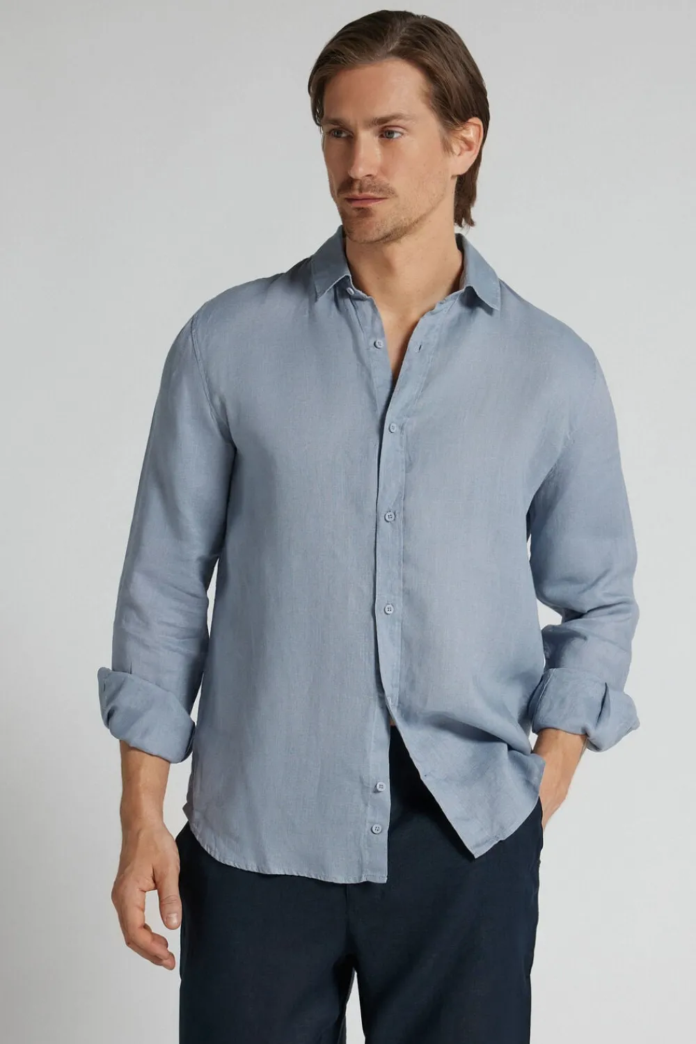 Koszule|Len>Intimissimi Koszula 100% Len jasnoniebieski - 129k - azzurro polvere
