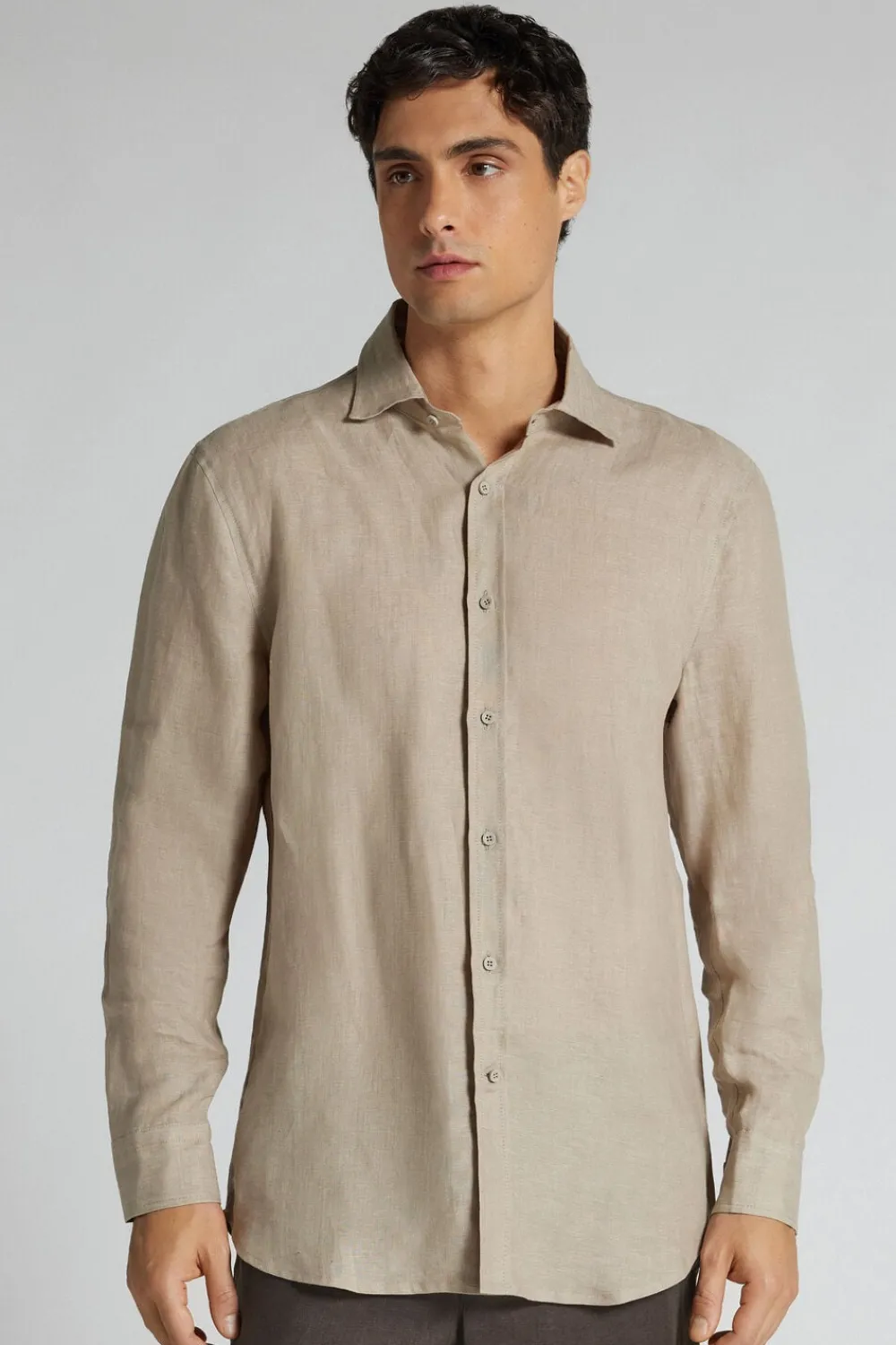 Koszule|Len>Intimissimi Koszula 100% Len beige - 126k - fango chiaro