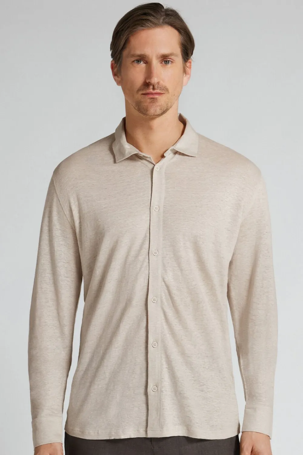 Koszule|Len>Intimissimi Koszula 100% Len Soft czarny - 959i - lino chiaro