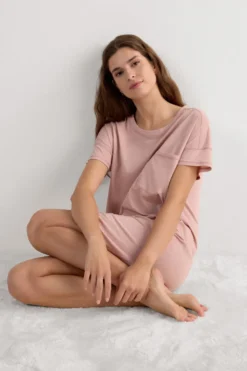 Spódnice /Sukienki|Koszule Nocne>Intimissimi Koszula Nocna z Bawełny Ultrafresh różowy - 011i - elegant pink