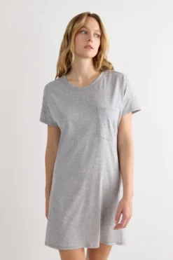Spódnice /Sukienki|Koszule Nocne>Intimissimi Koszula Nocna z Bawełny Ultrafresh szary - 031 - grigio melange chiaro