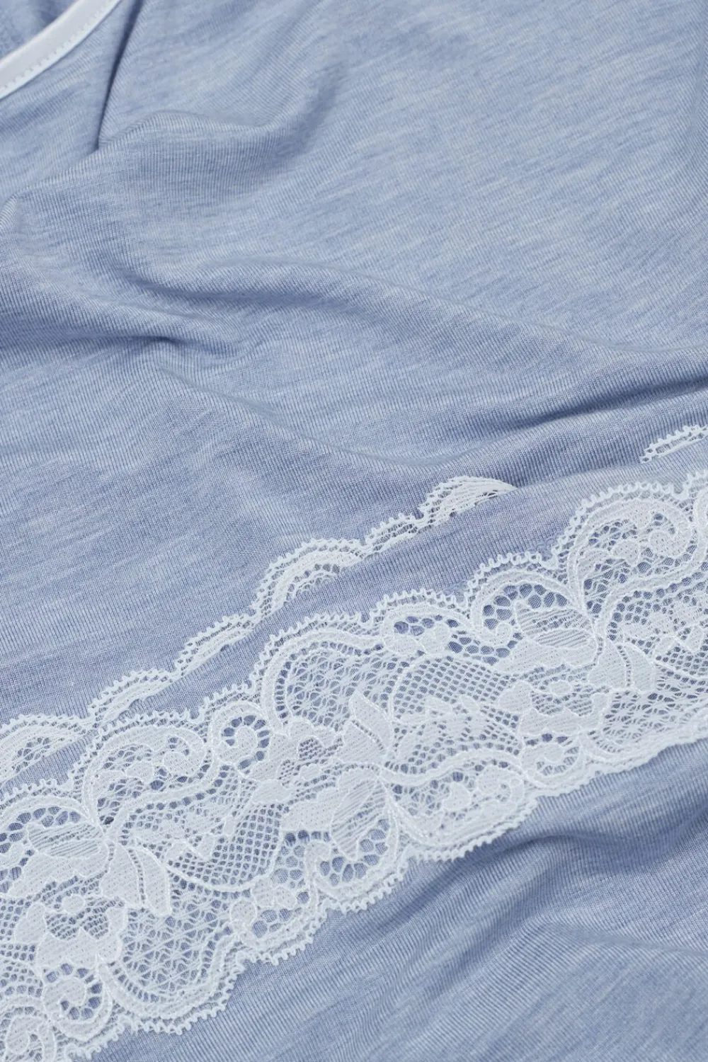 Koszule Nocne|Modal>Intimissimi Koszula Nocna z Krótkimi Rękawami i Koronkowymi Detalami niebieski - 069k - breeze blue melange