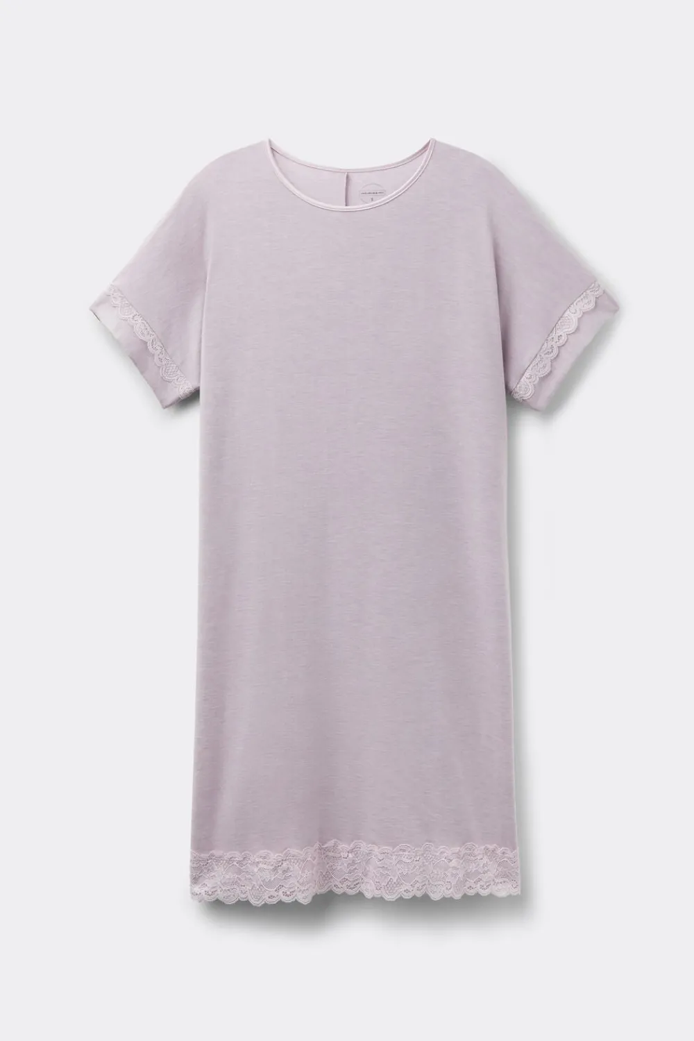 Koszule Nocne|Modal>Intimissimi Koszula Nocna z Krótkimi Rękawami i Koronkowymi Detalami fioletowy - 068k - quartz lilac melange