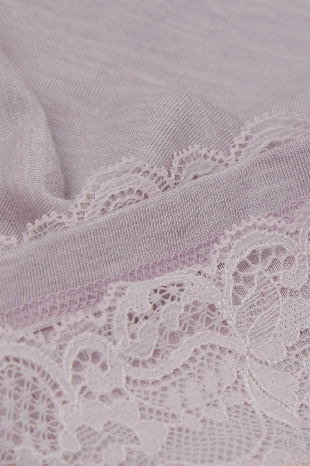 Koszule Nocne|Modal>Intimissimi Koszula Nocna z Krótkimi Rękawami i Koronkowymi Detalami fioletowy - 068k - quartz lilac melange