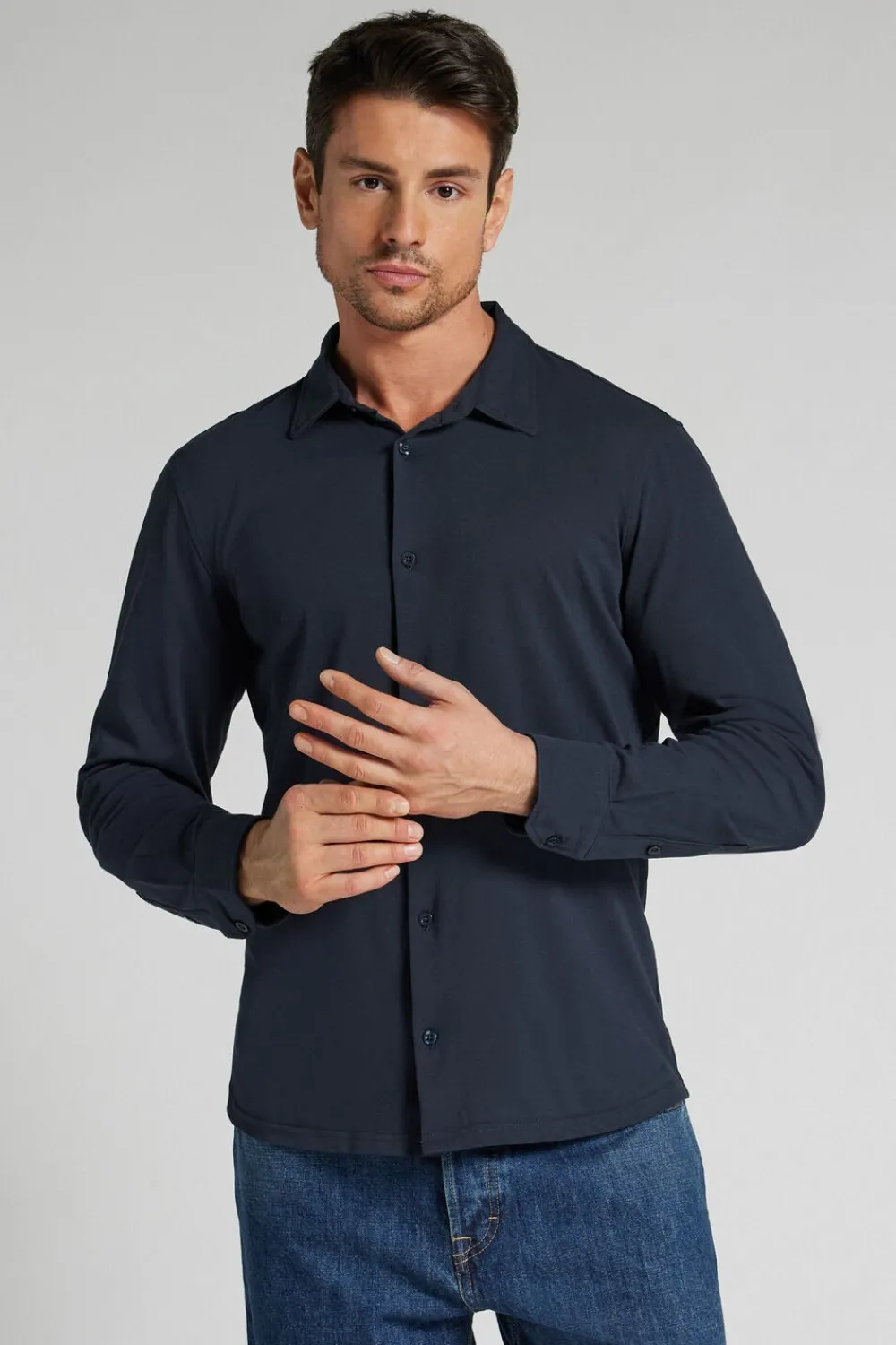 Koszule>Intimissimi Koszula z Bawełnianej Piki niebieski - 490j - blu navy