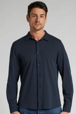 Koszule>Intimissimi Koszula z Bawełnianej Piki niebieski - 490j - blu navy