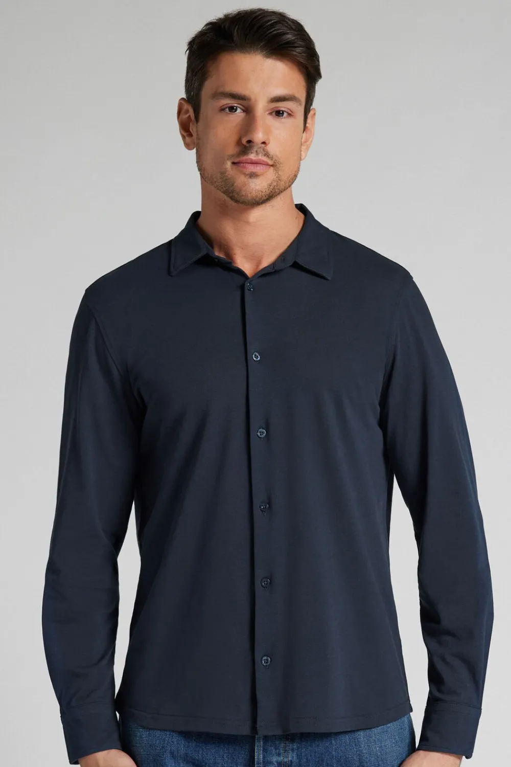 Koszule>Intimissimi Koszula z Bawełnianej Piki niebieski - 490j - blu navy
