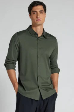 Koszule|Merceryzowana Bawełna Filo Premium>Intimissimi Koszula z Długim Rękawem z Merceryzowanej Bawełny filo Premium Superlight zielony - 165k - verde salvia