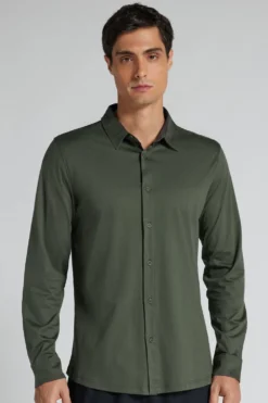 Koszule|Merceryzowana Bawełna Filo Premium>Intimissimi Koszula z Długim Rękawem z Merceryzowanej Bawełny filo Premium Superlight zielony - 165k - verde salvia